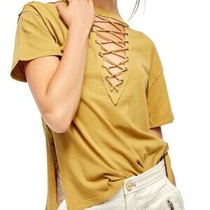 FREE PEOPLE Azalea Lace Up Tee XS